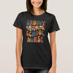 Groovy School Nurse Retro Farbige Pflege T-Shirt