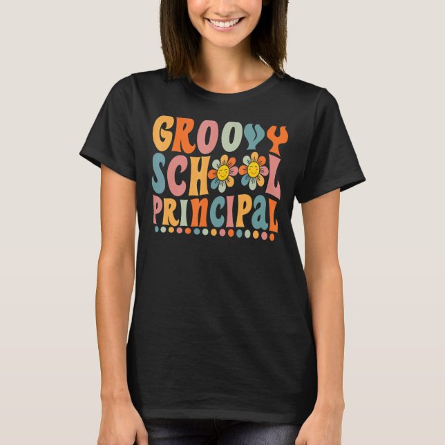 Groovy School Principal Colorful Daisy zurück nach T-Shirt (Vorderseite)
