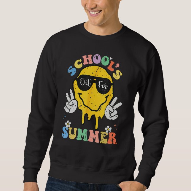 Groovy School s Out For Summer Graduation Teacher  Sweatshirt (Vorderseite)