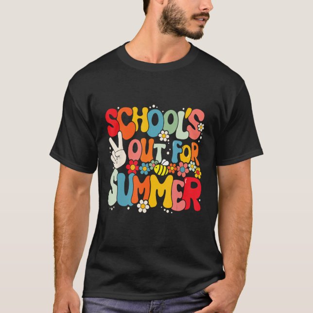 Groovy School s Out For Summer Graduation Teacher  T-Shirt (Vorderseite)