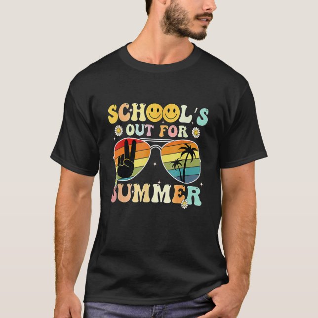 Groovy School's Out For Summer Graduation Teacher  T-Shirt (Vorderseite)