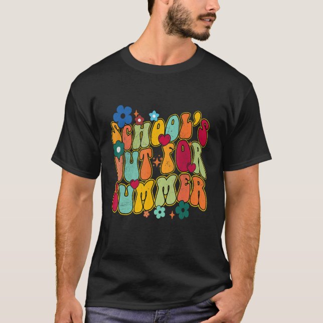 Groovy Schools Out for Summer Ladies Women Kids Te T-Shirt (Vorderseite)