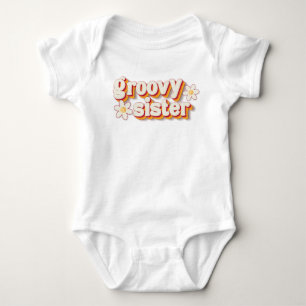Groovy Schwester Baby Bodysuit Retro Gänseblümch Strampler