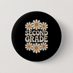 Groovy Second Grade Retro Zurück zur Schule 2. Kin Button