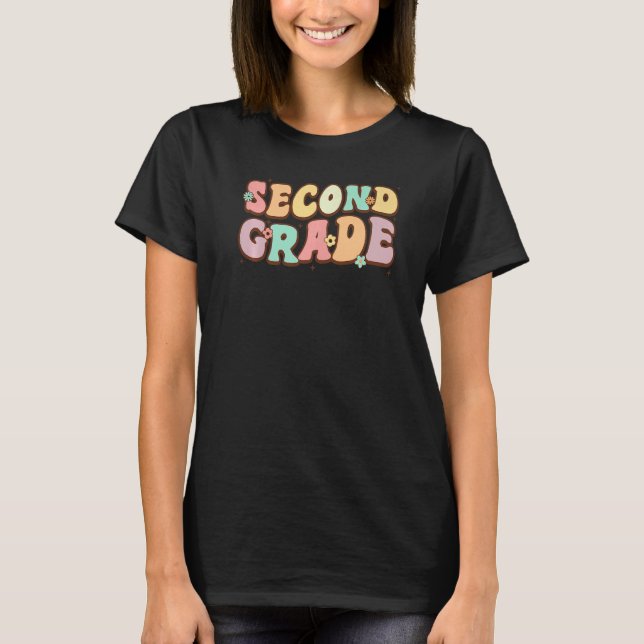 Groovy Second Grade Student 2. Klasse Lehrer zurüc T-Shirt (Vorderseite)