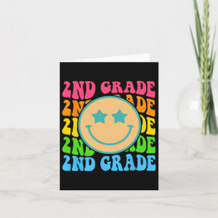 Groovy Second Grade Vibes Face Retro Lehrer Byck Karte