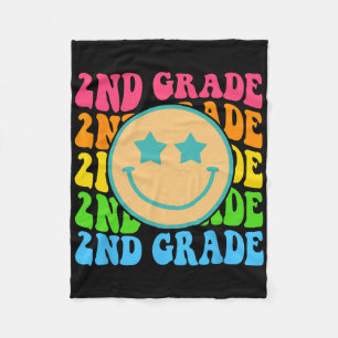Groovy Second Grade Vibes Gesicht Retro Lehrer Byc Fleecedecke