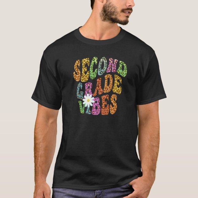 Groovy SECOND GRADE VIBES Leopard Print 2n T-Shirt (Vorderseite)