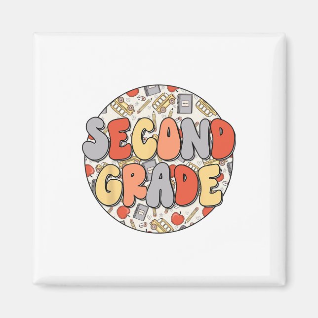 Groovy Second Grade Vibes Retro Lehrer Kinder Ck T Magnet (Vorne)