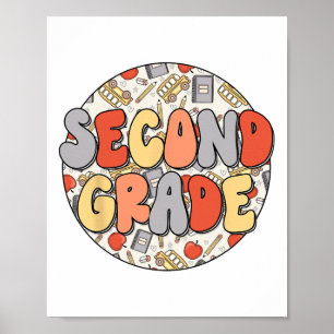 Groovy Second Grade Vibes Retro Lehrer Kinder Ck T Poster