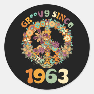 Groovy seit 1963 Frieden Für Vintage-Geburtstagsfe Runder Aufkleber