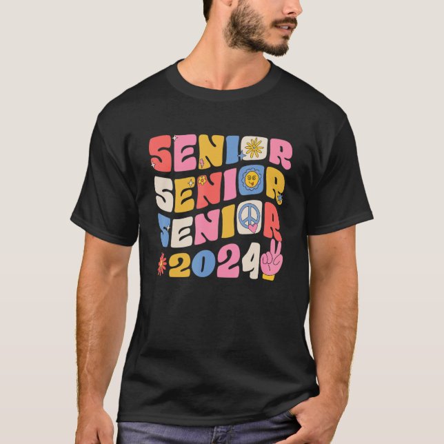 Groovy Senior 2024 Graduation Back To School Class T-Shirt (Vorderseite)