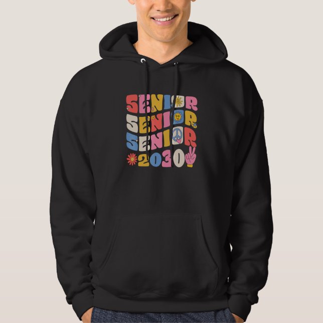Groovy Senior 2030 Graduation Back To School Class Hoodie (Vorderseite)