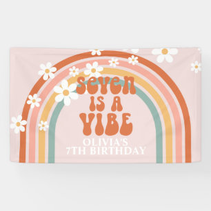 Groovy Seven ist ein Vibe Rainbow Daisy 7. Geburts Banner