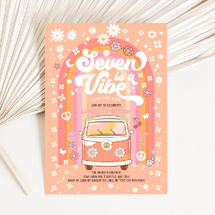 Groovy Seven ist ein Vibe Van Bus 7. Geburtstag Einladung