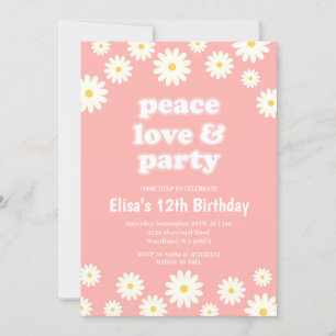 Groovy Seventies Daisy Birthday Party  Einladung