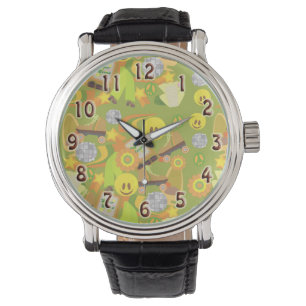 Groovy-Seventies-Muster Armbanduhr
