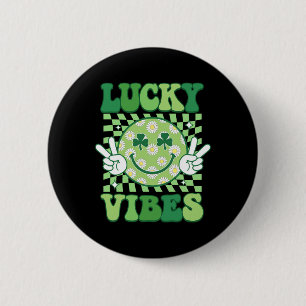 Groovy Shamrock Glückliche Vibes St Patricks Day M Button