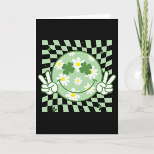 Groovy Shamrock Lächeln Gesicht St Patricks Day Mä Karte