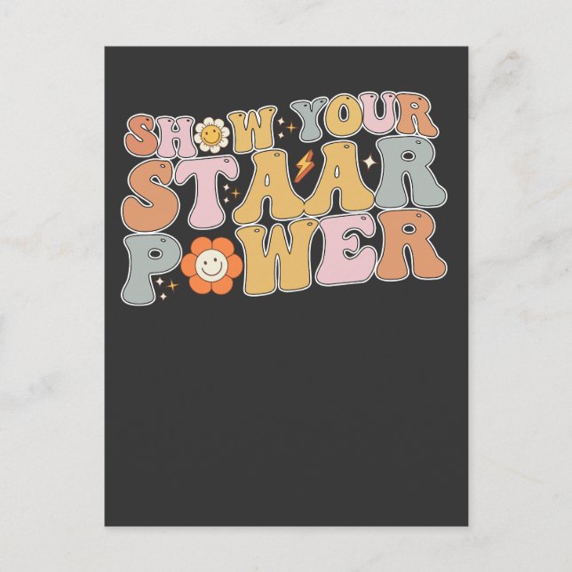Groovy Show your STAAR Power Test Day Einladungspostkarte (Vorderseite)