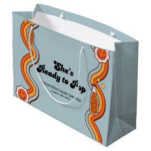 Groovy Sie ist bereit Retro staubblau aufzupoppen Große Geschenktüte