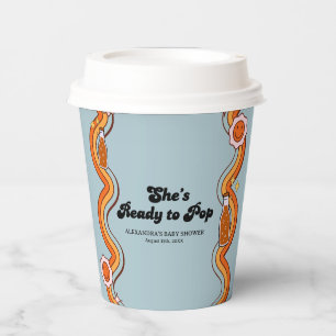 Groovy Sie ist bereit Retro staubblau aufzupoppen Pappbecher