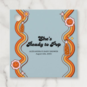 Groovy Sie ist bereit Retro verstaubtes Blau aufzu Geschenkanhänger