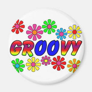 Groovy Siebzigerjahre Retro Blumen-Power-Geschenke Magnet