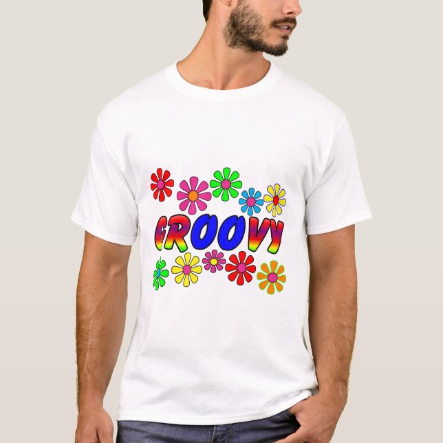 Groovy Siebzigerjahre Retro Blumen-Power-Geschenke T-Shirt (Vorderseite)