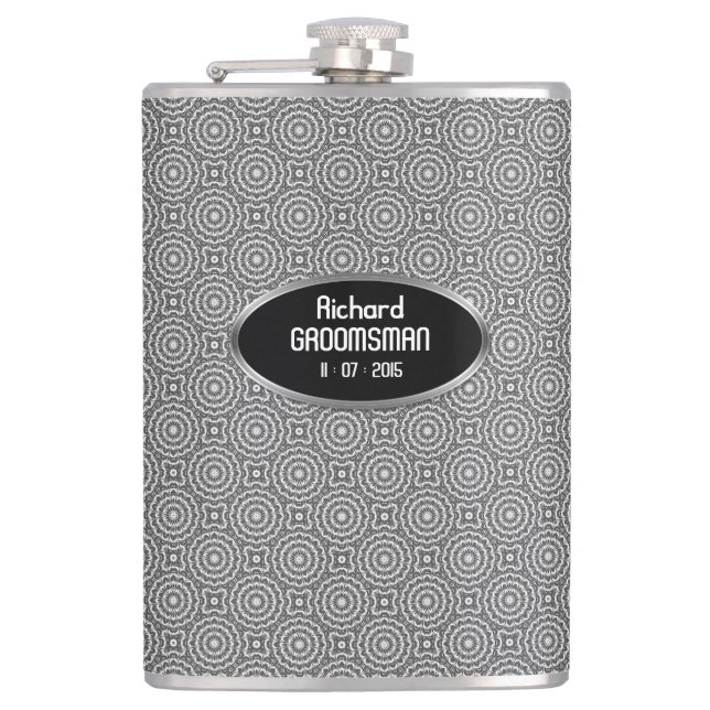 Groovy Silver Circles personalisieren Hip Flask Flachmann (Vorderseite)