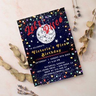 Groovy Silver Disco Ball Party Einladung