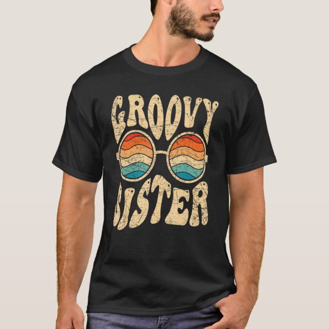 Groovy Sister 70er Ästhetische Nostalgie 1970er Ja T-Shirt (Vorderseite)