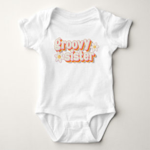 Groovy Sister Retro Daisy Baby Bodysuit Baby Strampler