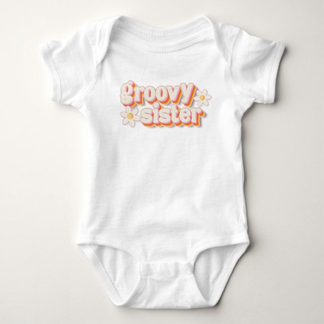 Groovy Sister Retro Daisy Baby Bodysuit | Boho 70e Strampler (Vorderseite)