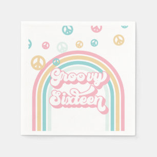 Groovy Sixteen Retro Sommer Regenbogen Serviette