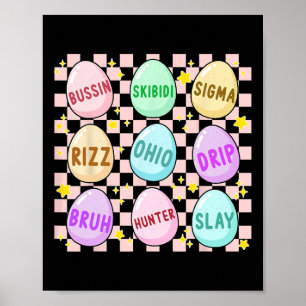 Groovy Skibidi Ostern Egg Funny Rizz Meme Oster H Poster
