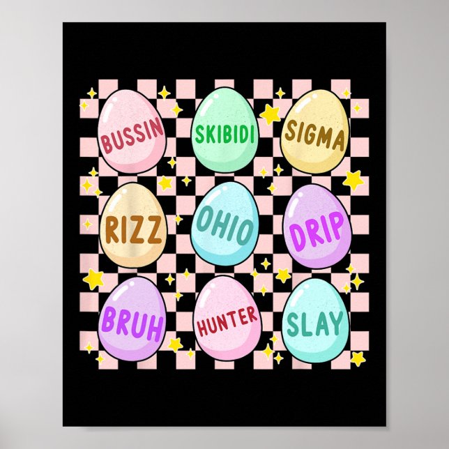 Groovy Skibidi Ostern Egg Funny Rizz Meme Oster H Poster (Vorne)
