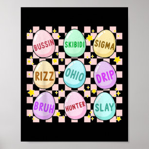 Groovy Skibidi Ostern Egg Funny Rizz Meme Oster H Poster