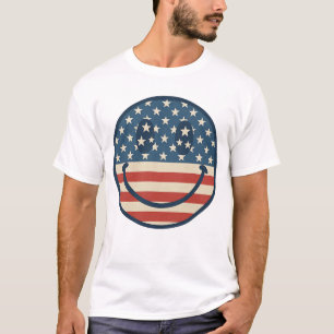 Groovy Smile Face USA Flag Day T - Shirt 14. Jun