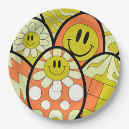Groovy Smiley Face Easter Party Paper Plates Pappteller