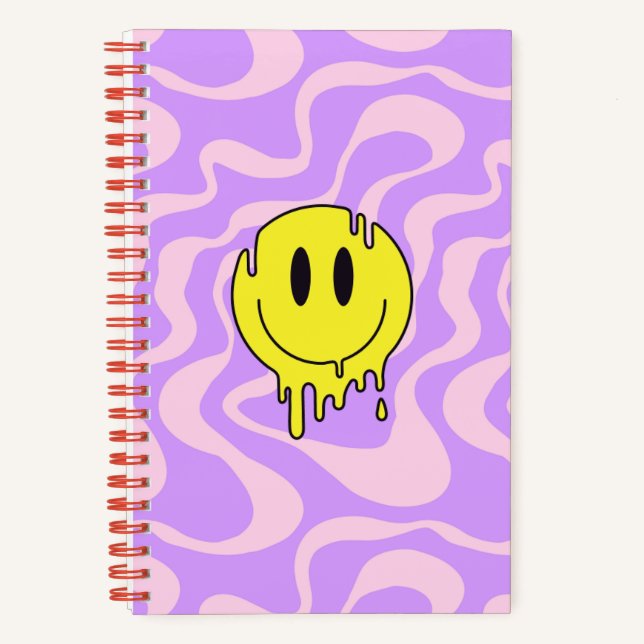 Groovy Smiley Notebook | LILA GEFÄRBTE KRAWATTE Notizbuch (Vorderseite)