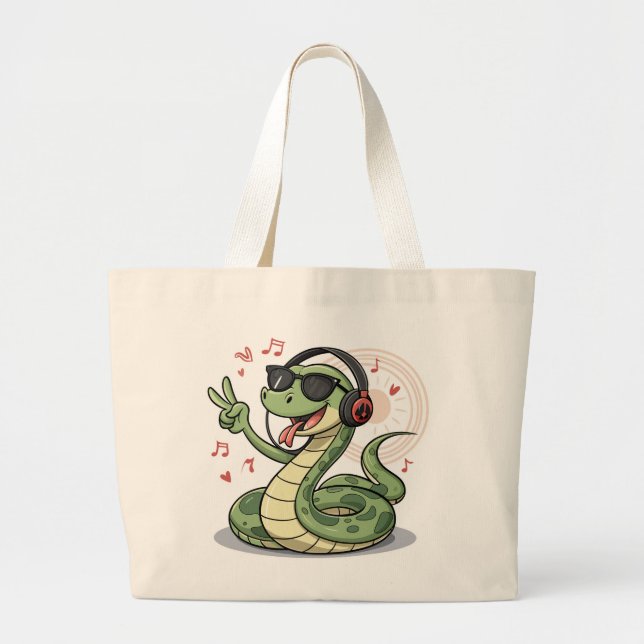 Groovy Snake Beats mit Musik Funny Bags Design Jumbo Stoffbeutel (Vorne)