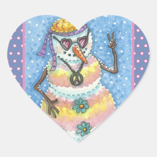 GROOVY SNOWMAN, PEACE SIGN CHRISTMAS STICKERS Hrt
