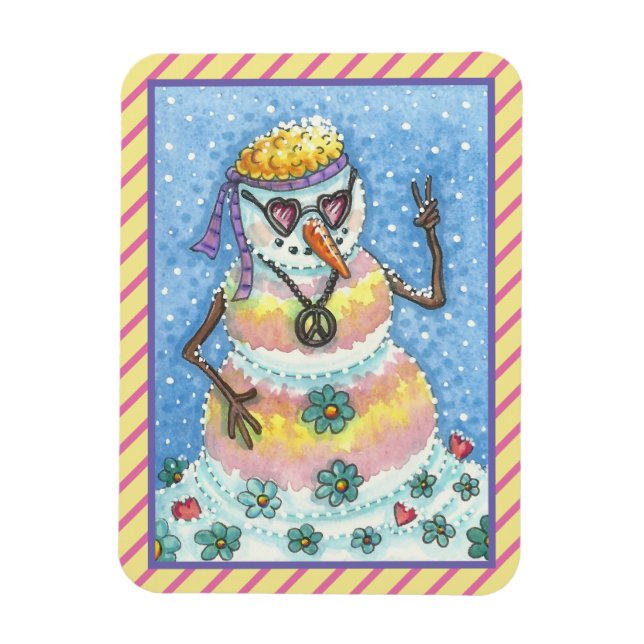 GROOVY SNOWMAN WELTFRIEDEN CHRISTMAS MAGNET Rec (Vertikal)