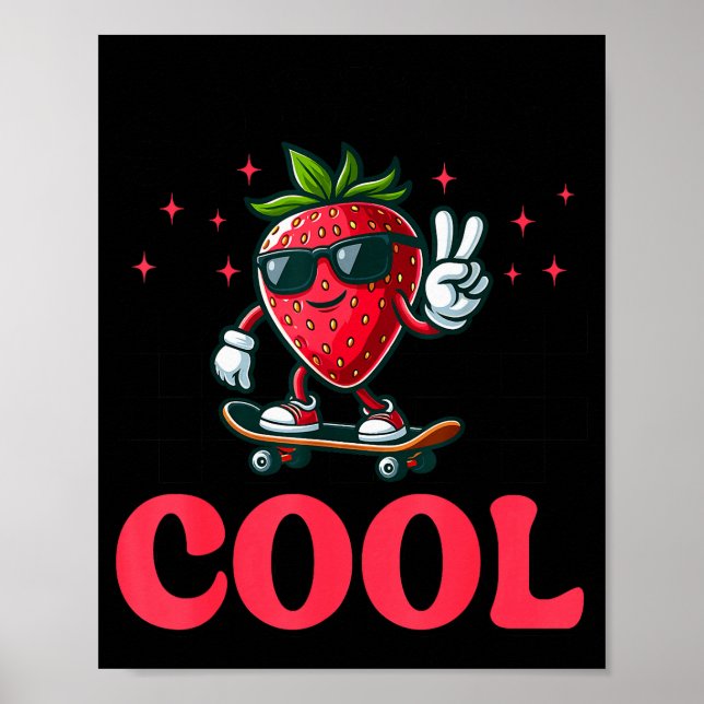 Groovy So Berry Cool Fruit Lover Strawberry Season Poster (Vorne)
