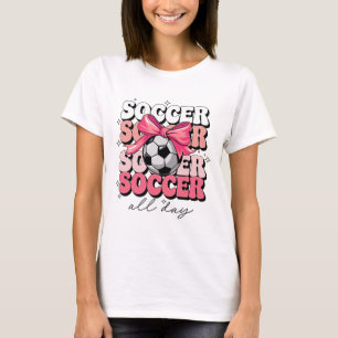 Groovy Soccer Coquette Bogen Mädchen Frauen Fußbal T-Shirt