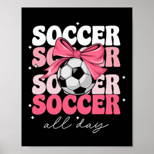 Groovy Soccer Coquette Schleife Mädchen Frauen Fuß Poster