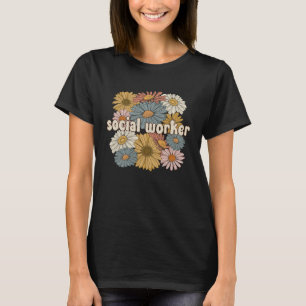 Groovy Social Worker Blume Beste Sozialarbeiter T-Shirt