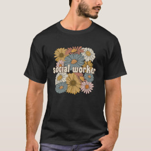 Groovy Social Worker Blume Beste Sozialarbeiter T-Shirt