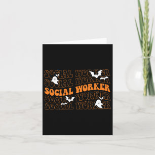 Groovy Social Worker Ghost Halloween School Social Karte